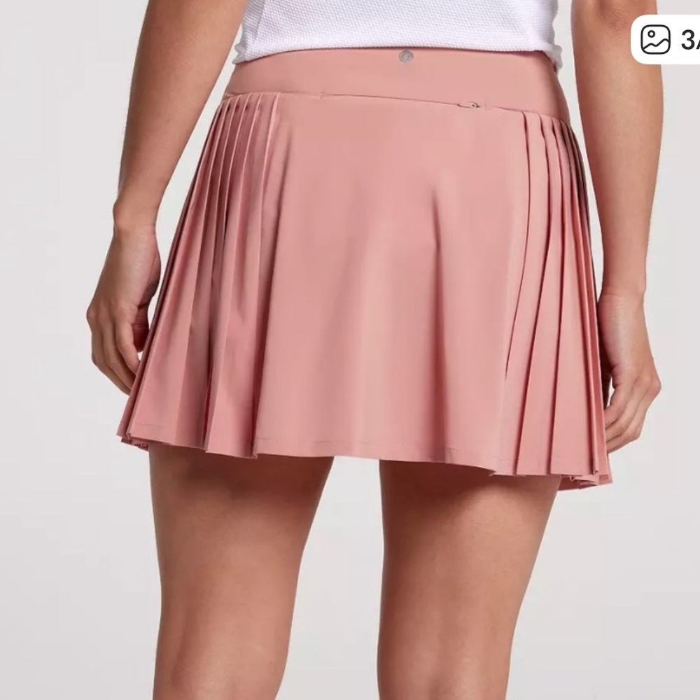 CALIA Women's 14" Side Pleat Court Skort in a pink color (Guava Pink) size M - Picture 2 of 5